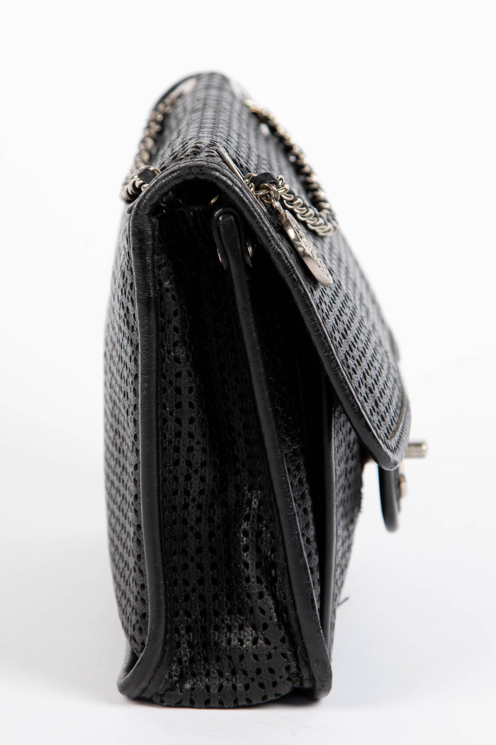 2010s Chanel Black Up in the Air Perforated Shoulder Bag