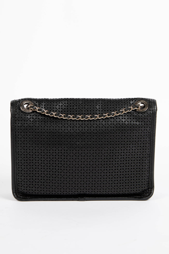 2010s Chanel Black Up in the Air Perforated Shoulder Bag