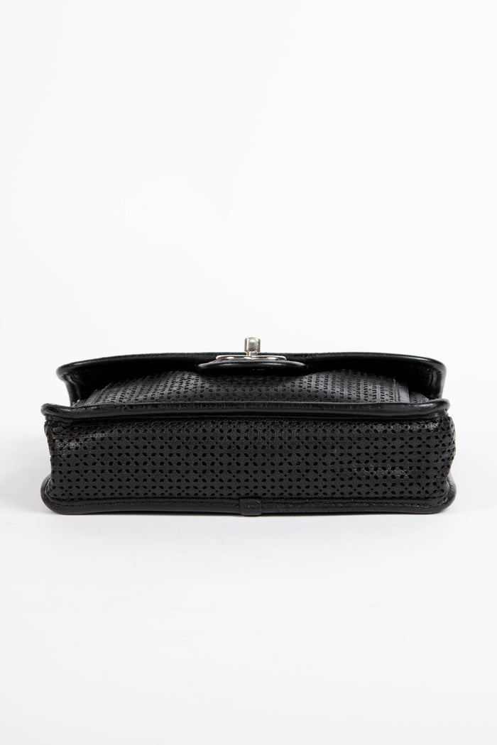 2010s Chanel Black Up in the Air Perforated Shoulder Bag