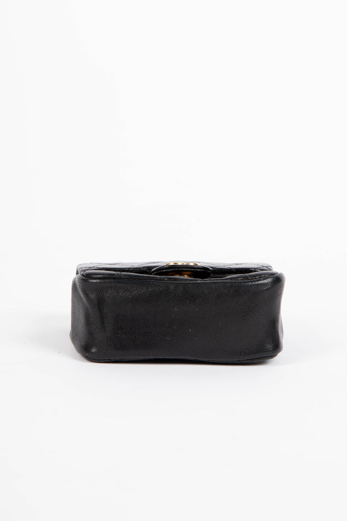 RARE 90s Chanel Black Lambskin Leather Belt Bag
