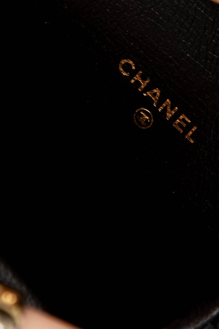 RARE 90s Chanel Black Lambskin Leather Belt Bag
