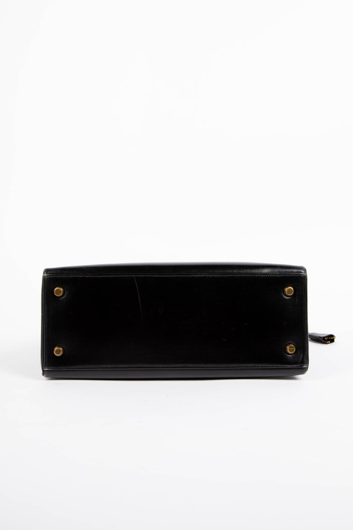 1978 Hermès Kelly 28cm Retourne in Black Box Calf Leather with GHW