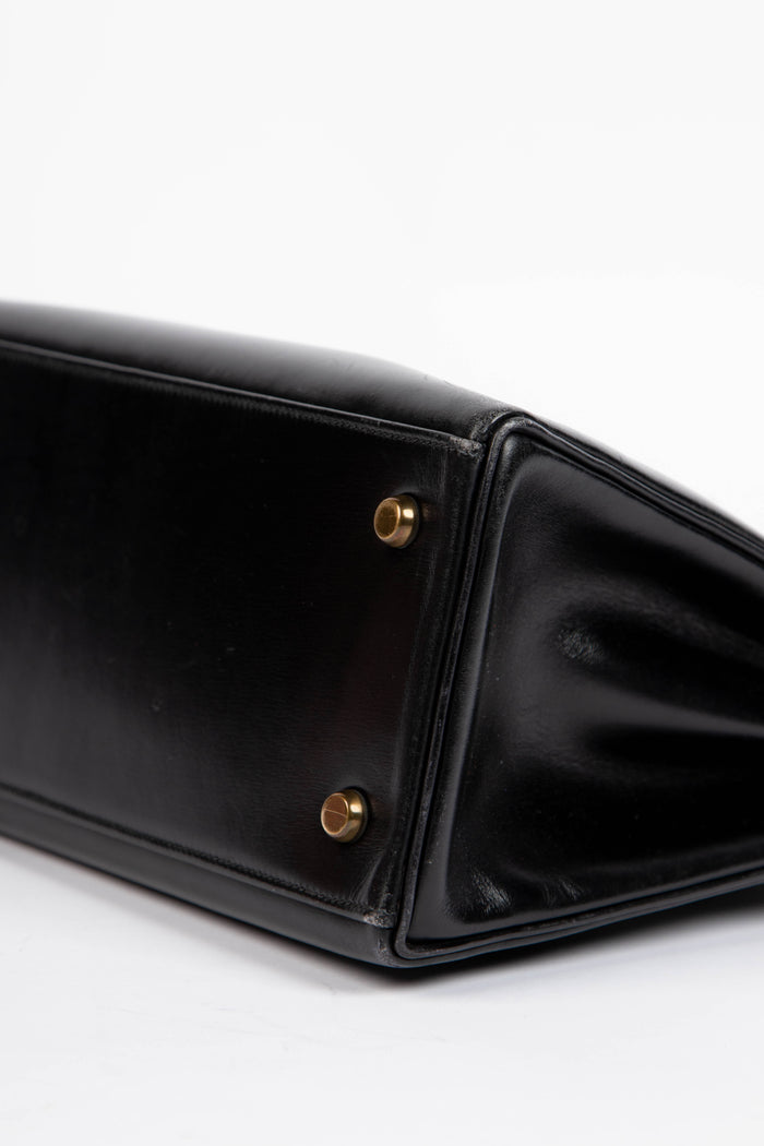 1978 Hermès Kelly 28cm Retourne in Black Box Calf Leather with GHW