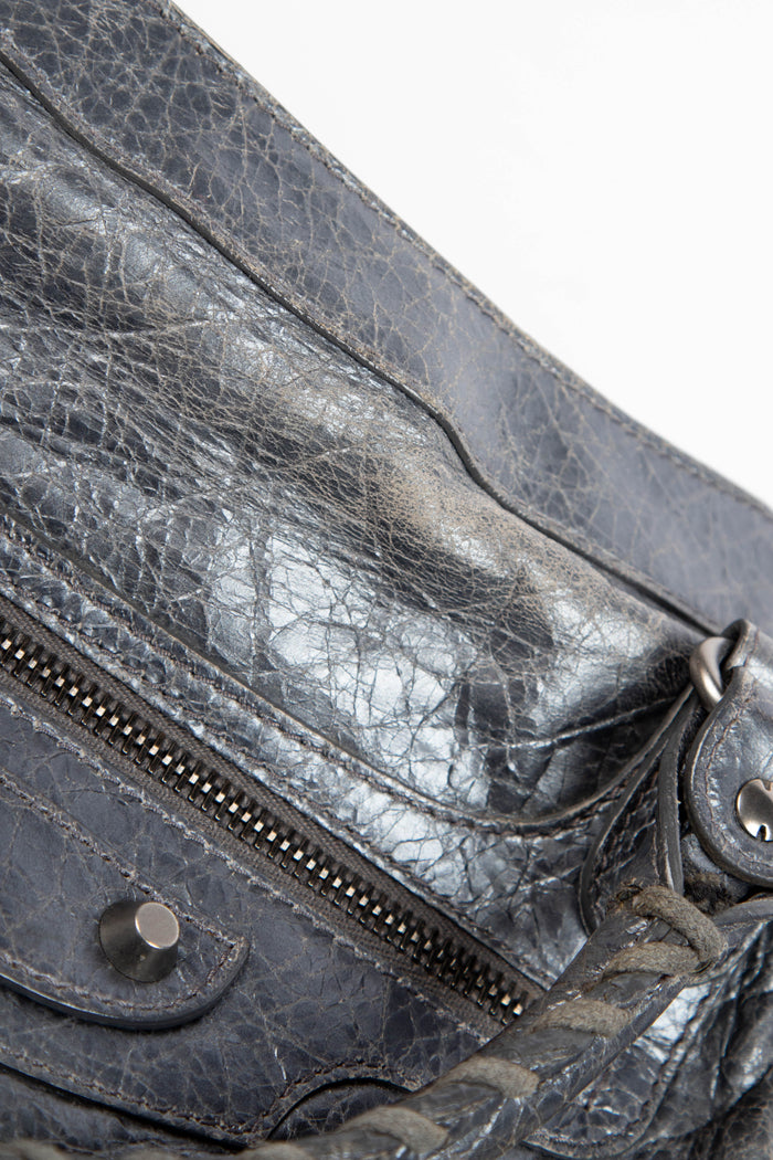 2010s Balenciaga Grey Leather City Bag
