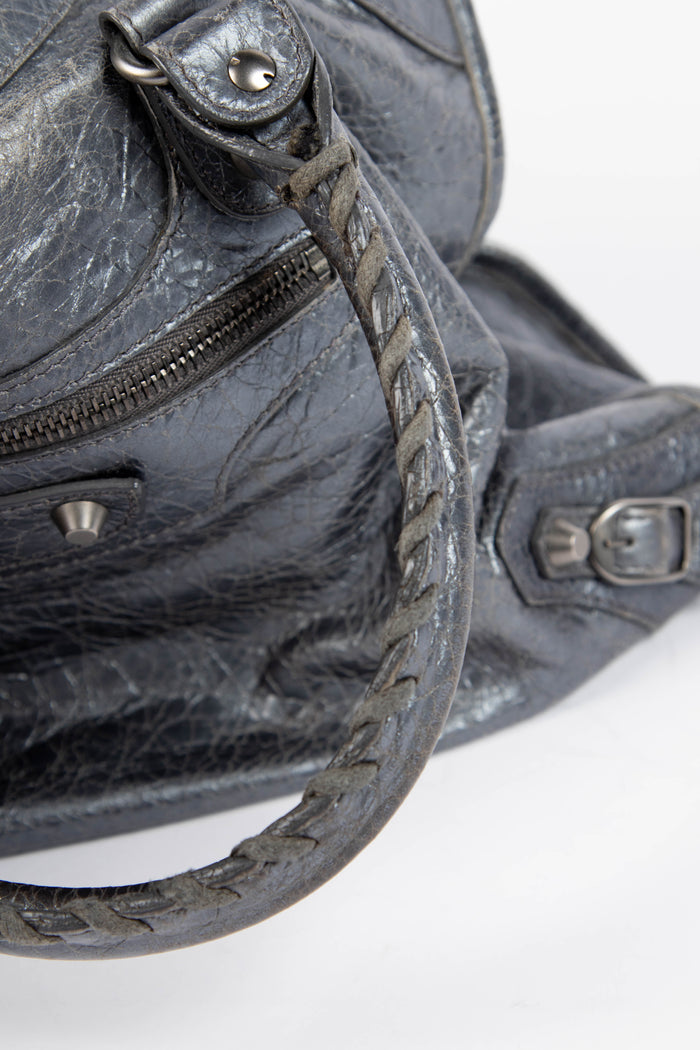 2010s Balenciaga Grey Leather City Bag
