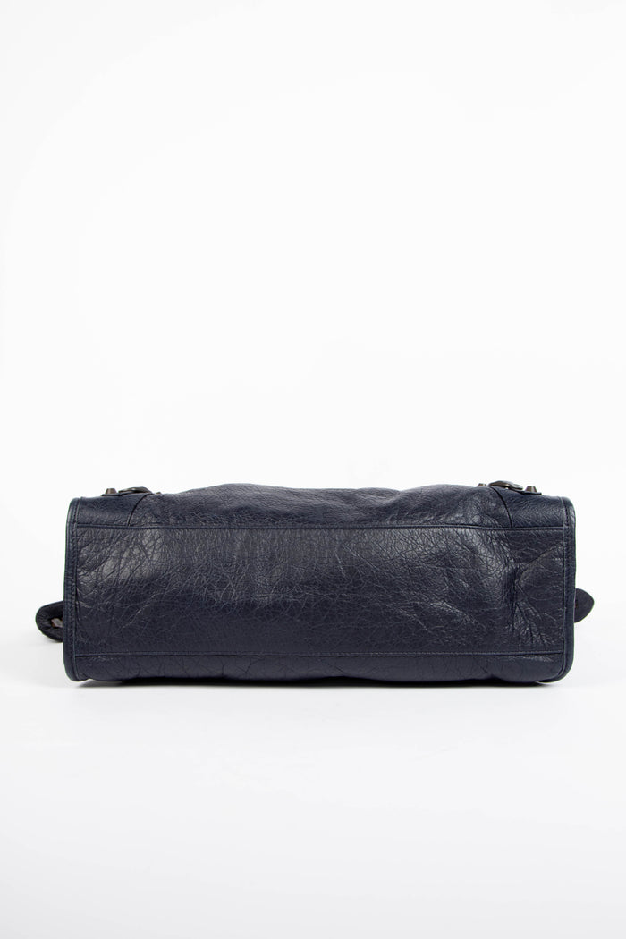 2010s Balenciaga Navy Leather City Bag