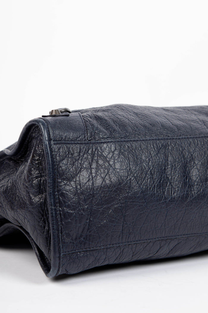 2010s Balenciaga Navy Leather City Bag