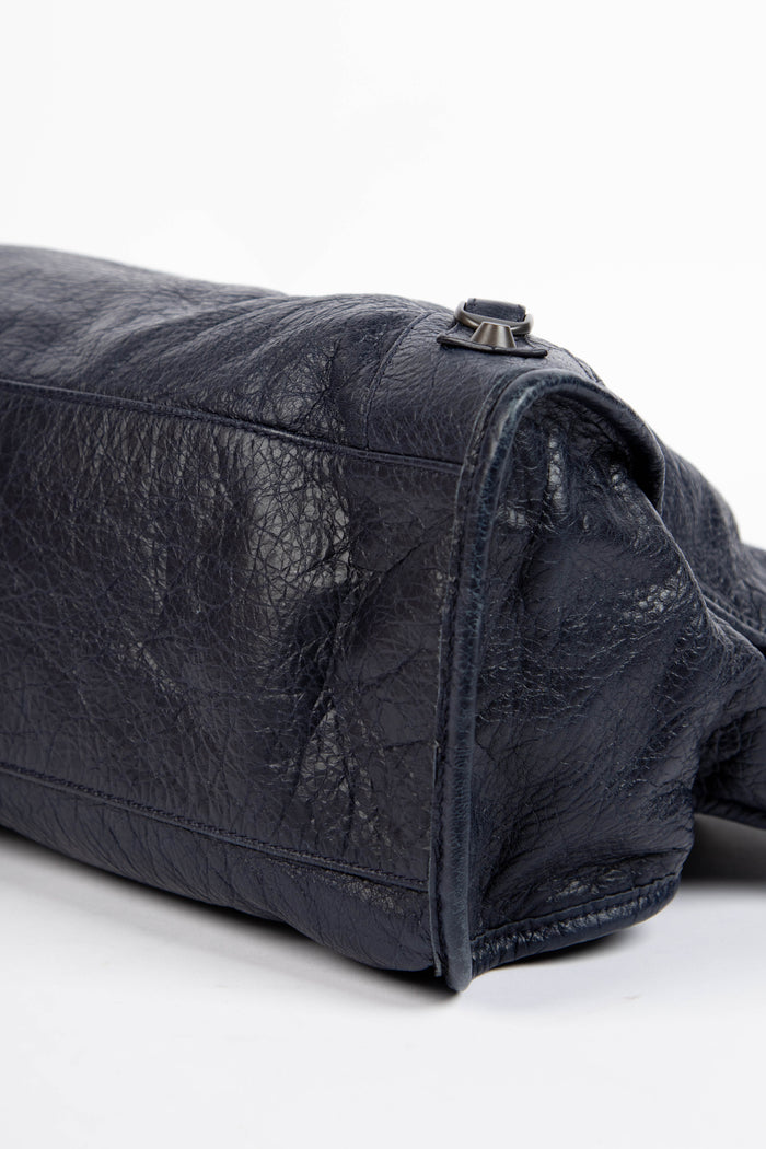 2010s Balenciaga Navy Leather City Bag