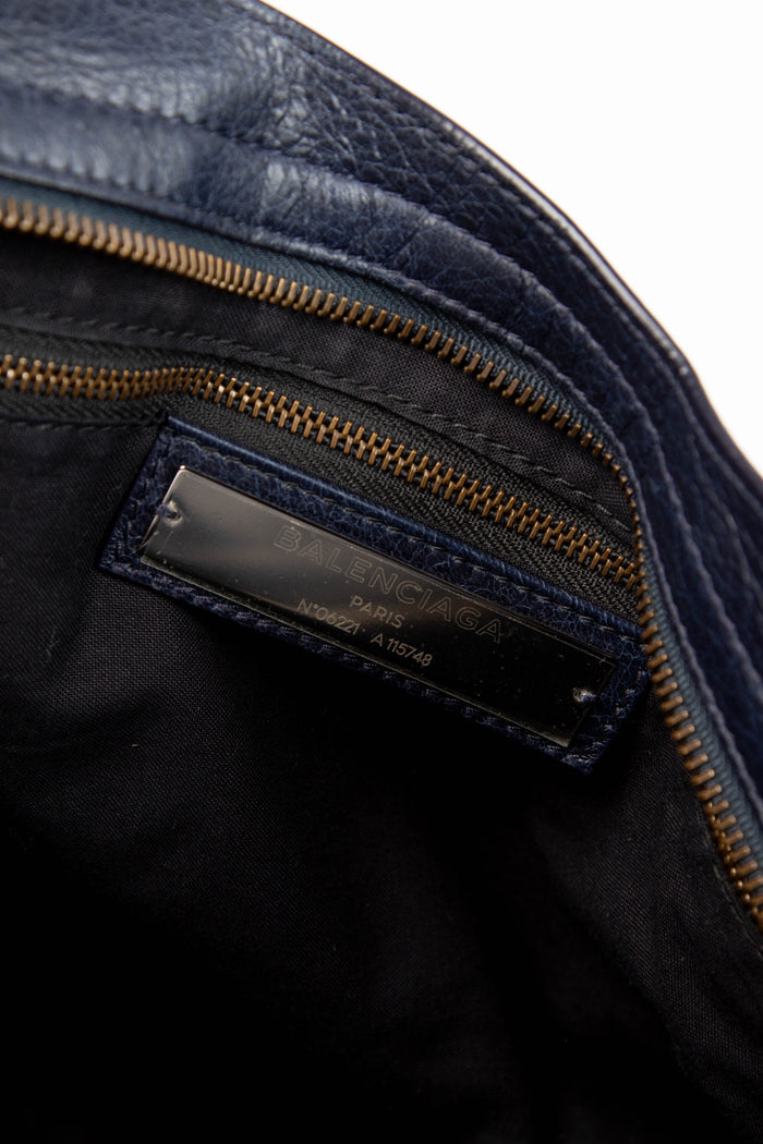 2010s Balenciaga Navy Leather City Bag