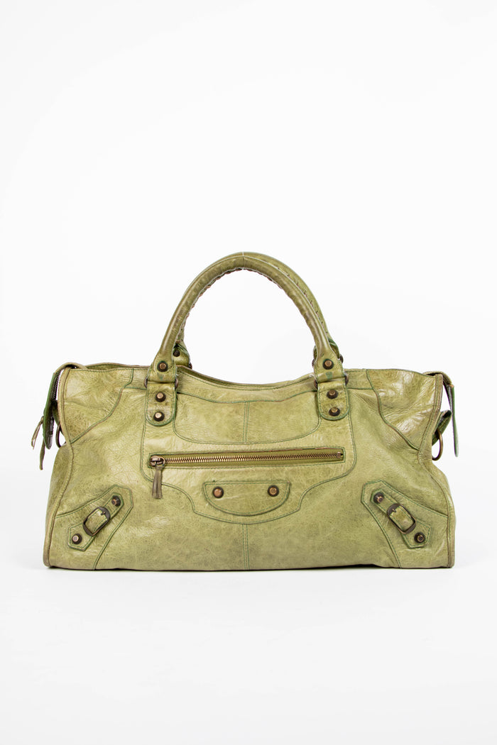 2000s Balenciaga Green Part-Time Shoulder Bag