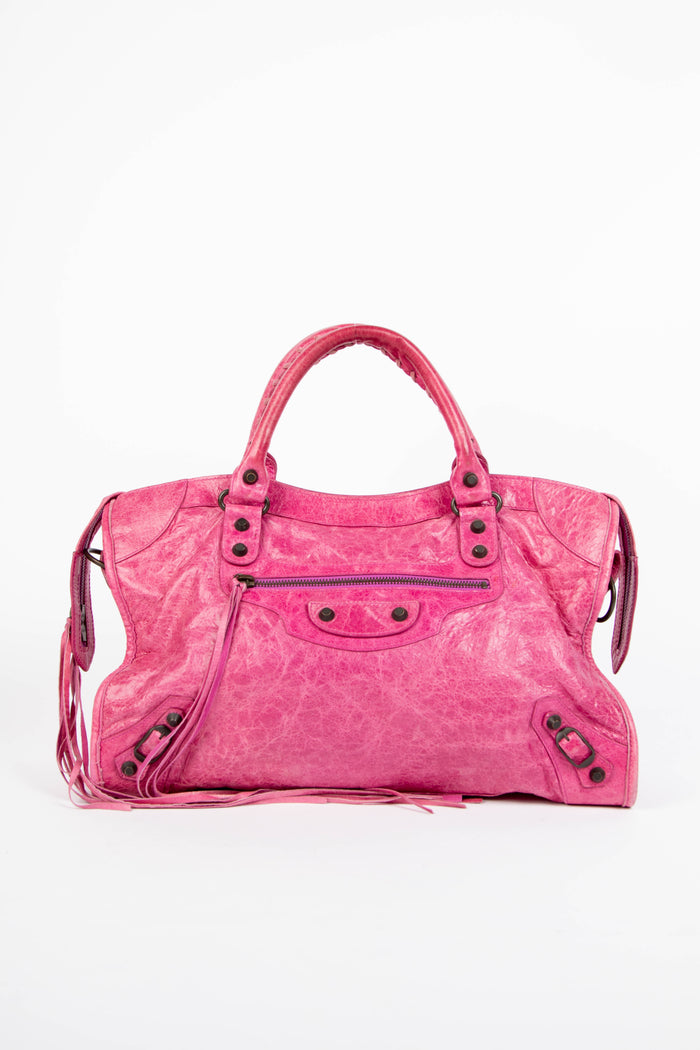 2000s Balenciaga Pink Leather City Bag