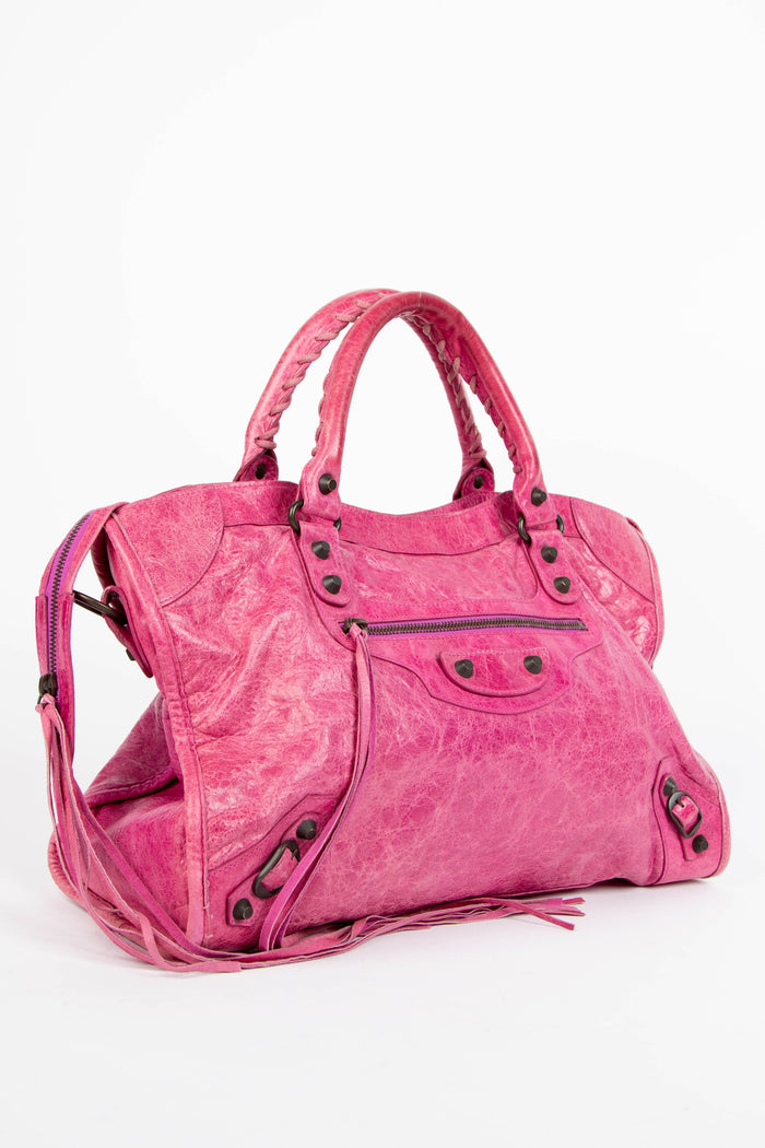 2000s Balenciaga Pink Leather City Bag