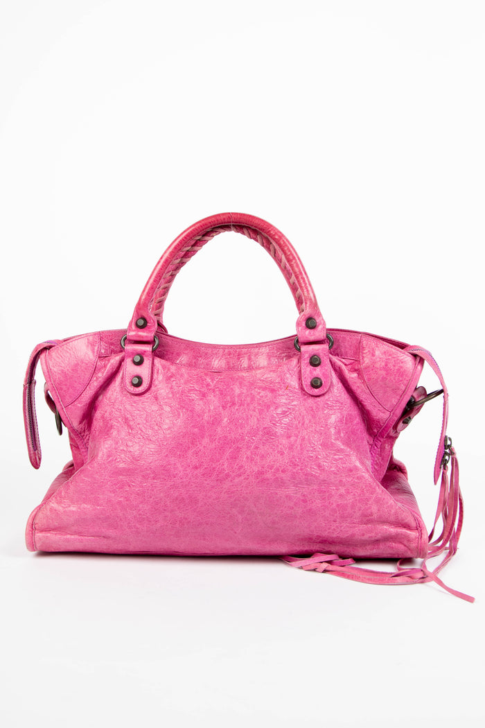 2000s Balenciaga Pink Leather City Bag