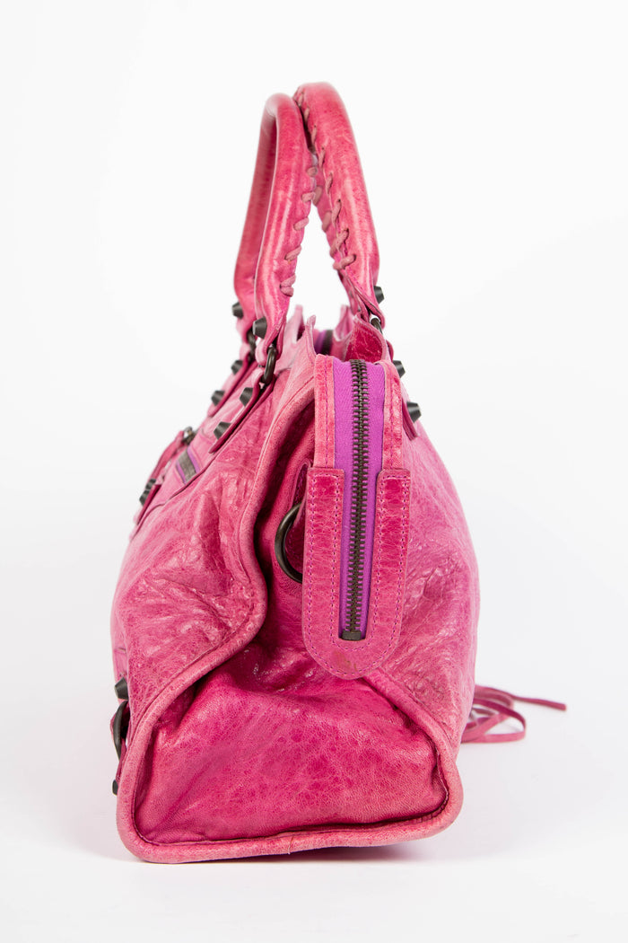 2000s Balenciaga Pink Leather City Bag