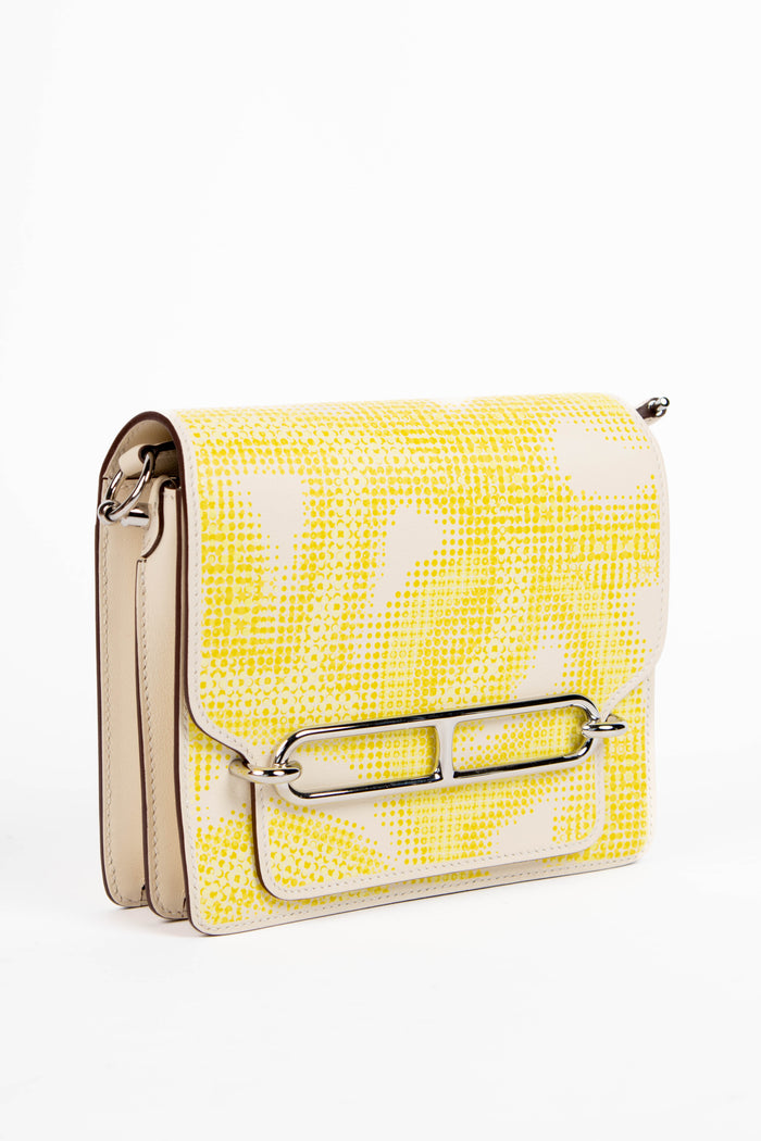 Limited Edition 2022 Hermes Mini Roulis 18 in Nata Printed Swift Leather with PHW