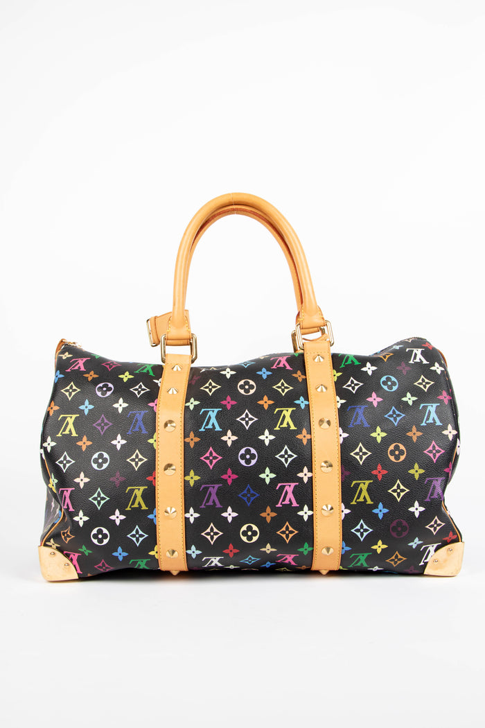 2000s Louis Vuitton x Takashi Murakami Black Multicolour Keepall 45cm