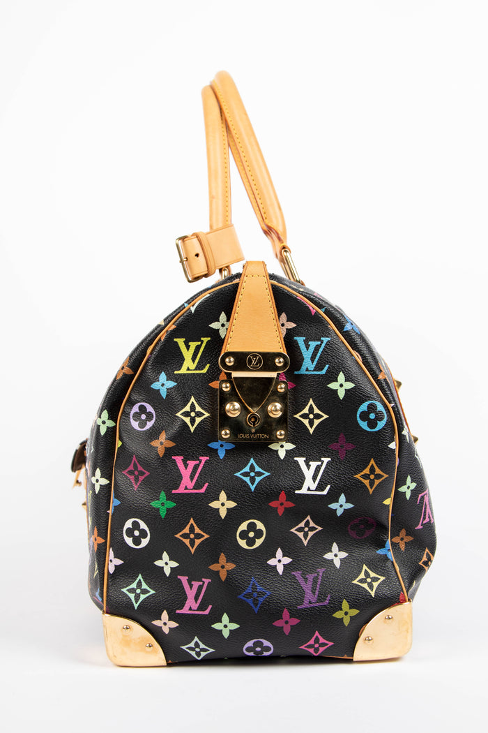 2000s Louis Vuitton x Takashi Murakami Black Multicolour Keepall 45cm