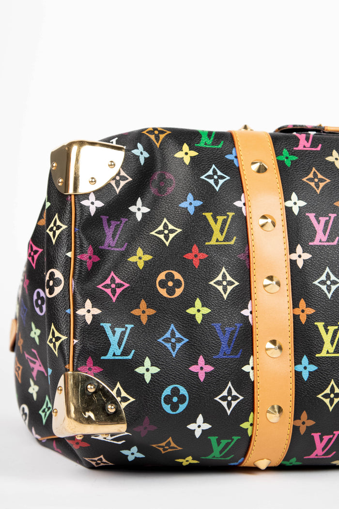2000s Louis Vuitton x Takashi Murakami Black Multicolour Keepall 45cm