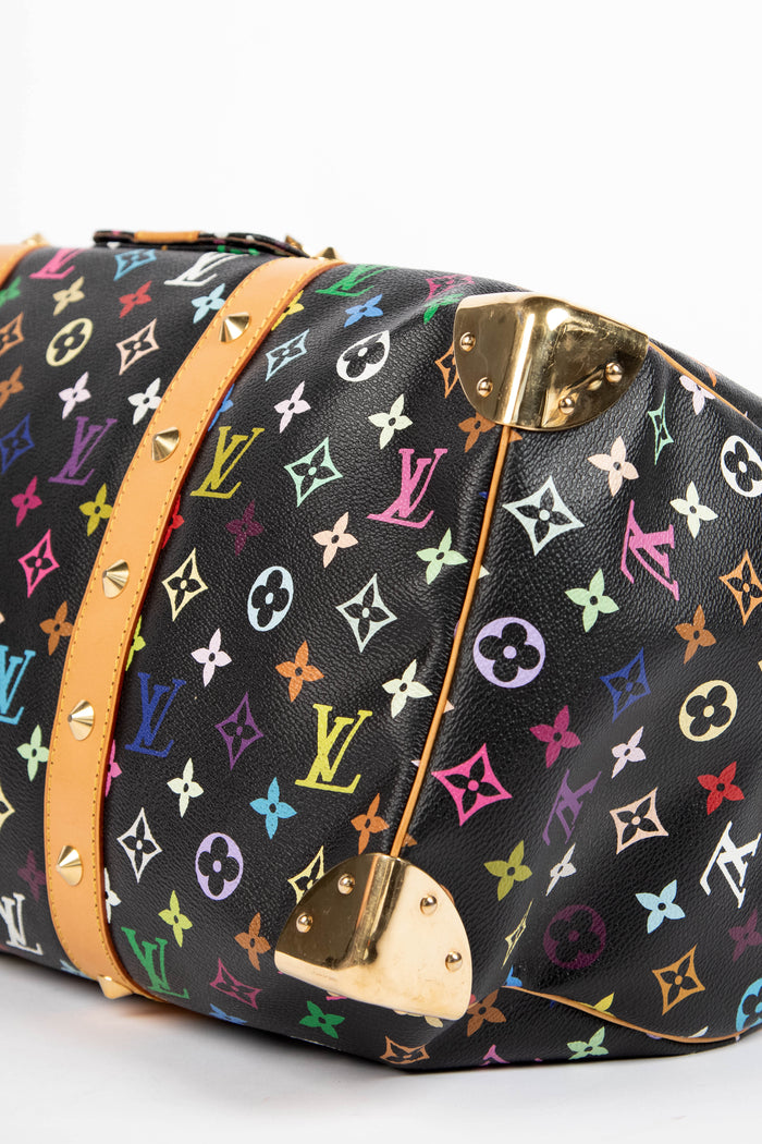 2000s Louis Vuitton x Takashi Murakami Black Multicolour Keepall 45cm
