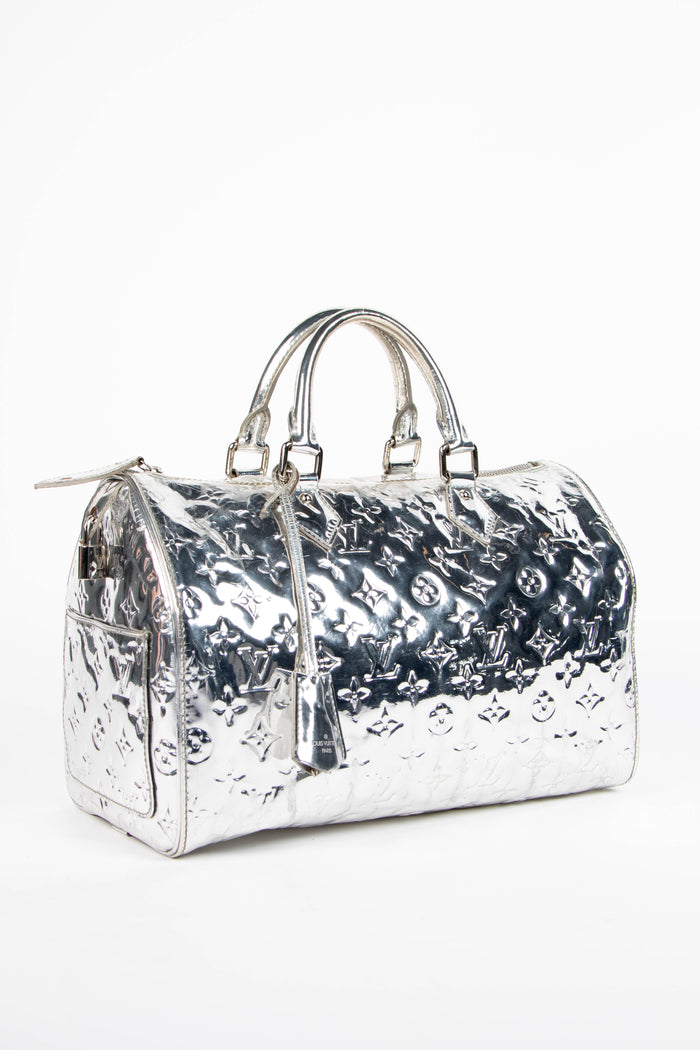 RARE 2000s Louis Vuitton Silver Miroir Speedy 35cm