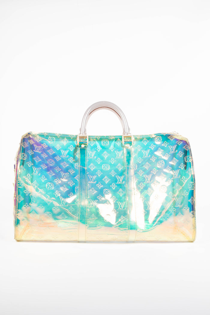 RARE Louis Vuitton Virgil Abloh Iridescent Prism Monogram PVC Keepall 50
