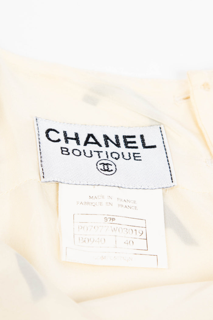 90s Chanel Cream CC Silk Slip Dress (FR 40)