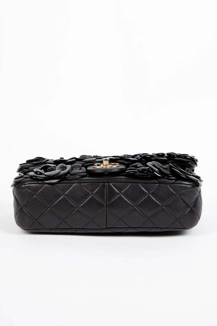 RARE 2010s Chanel Black Medium Camellia Single Flap Bag