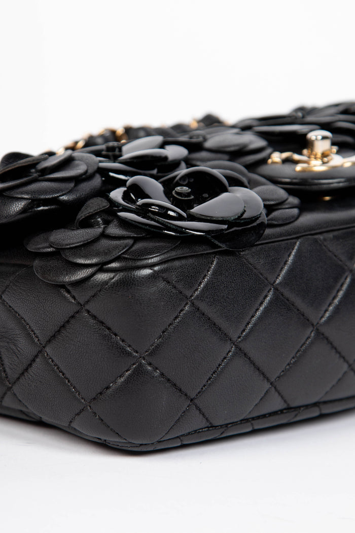 RARE 2010s Chanel Black Medium Camellia Single Flap Bag