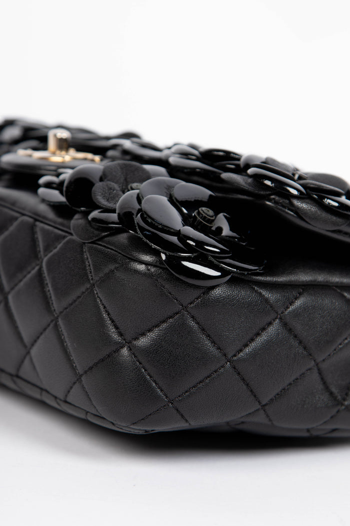 RARE 2010s Chanel Black Medium Camellia Single Flap Bag