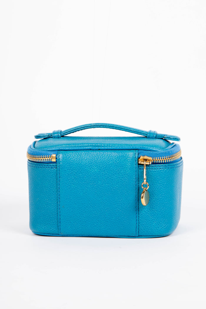 90s Chanel Blue Caviar Leather Mini Vanity Case