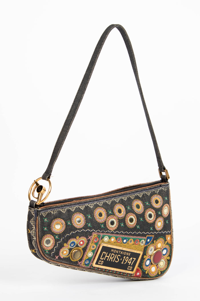 RARE 2000s Christian Dior John Galliano Embroidered Cadillac Saddle Bag