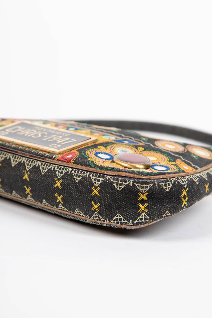 RARE 2000s Christian Dior John Galliano Embroidered Cadillac Saddle Bag