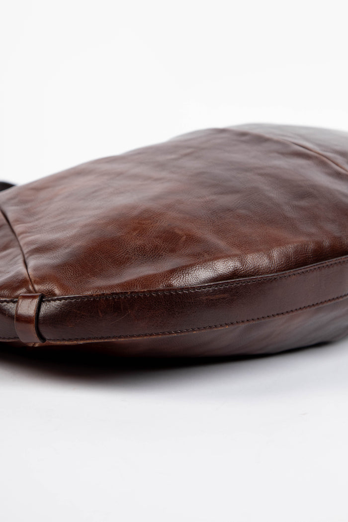 Vintage Yves Saint Laurent Brown Leather Large Mombasa Shoulder Bag