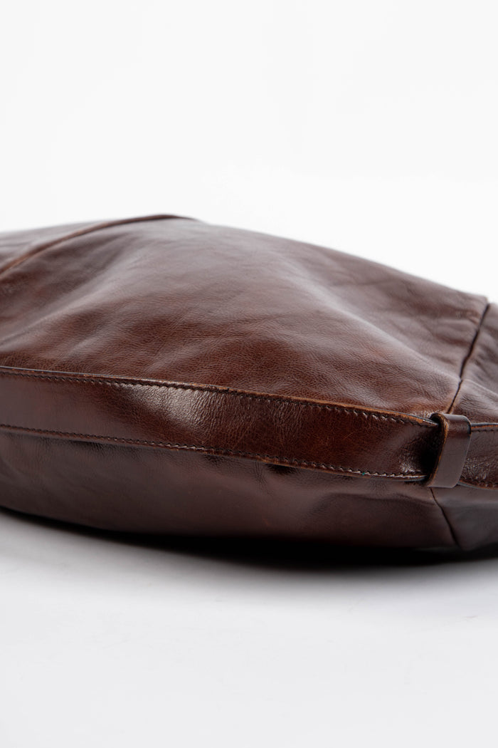 Vintage Yves Saint Laurent Brown Leather Large Mombasa Shoulder Bag