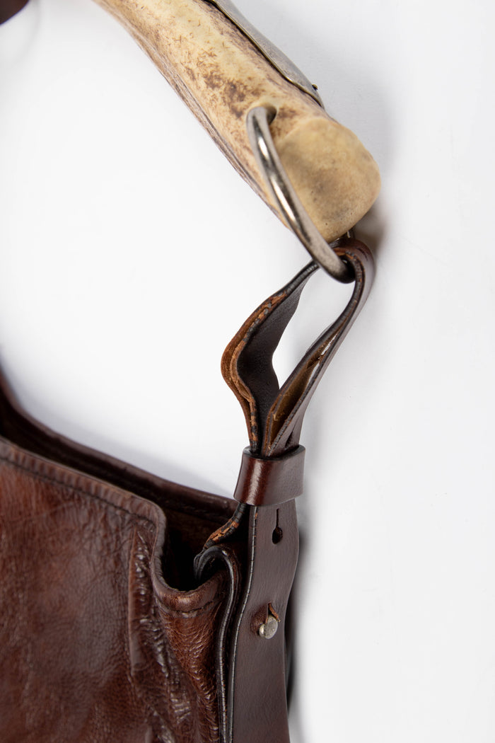 Vintage Yves Saint Laurent Brown Leather Large Mombasa Shoulder Bag