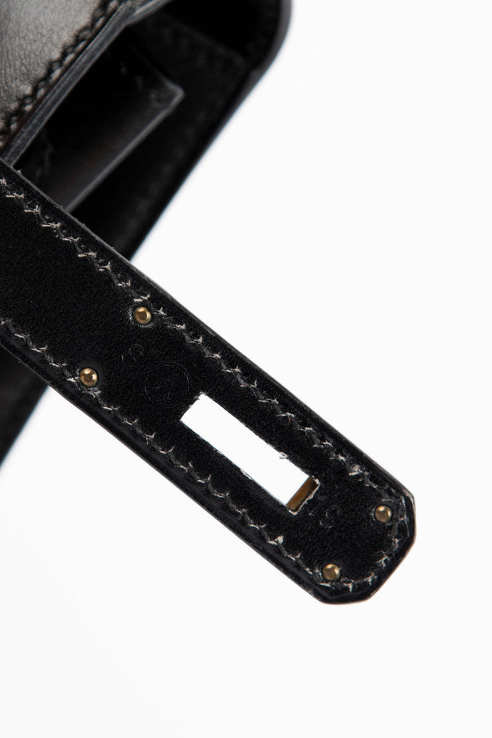1971 Hermès Kelly 32cm Sellier in Black Box Calf Leather with GHW
