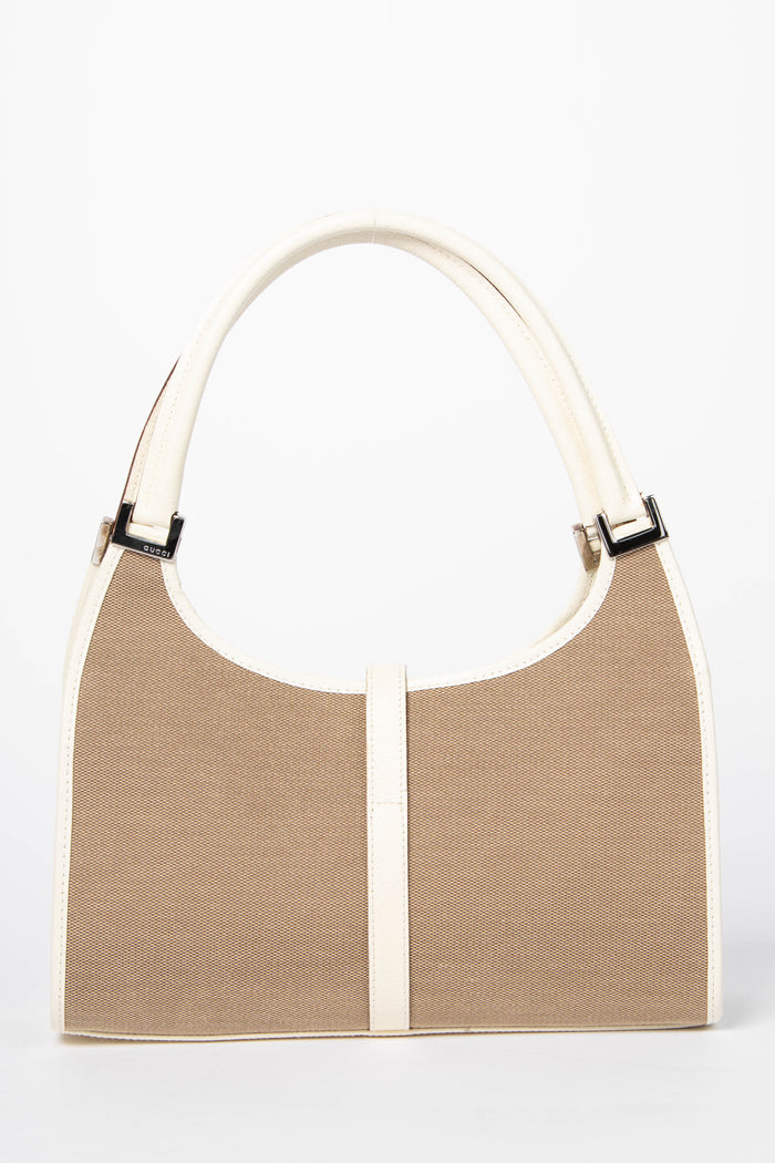 Vintage Gucci Beige Canvas Jackie Shoulder Bag