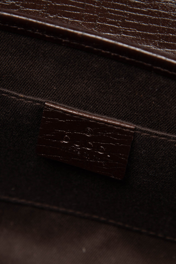 Vintage Gucci Monogram Canvas Mini Bamboo Bullet Shoulder Bag