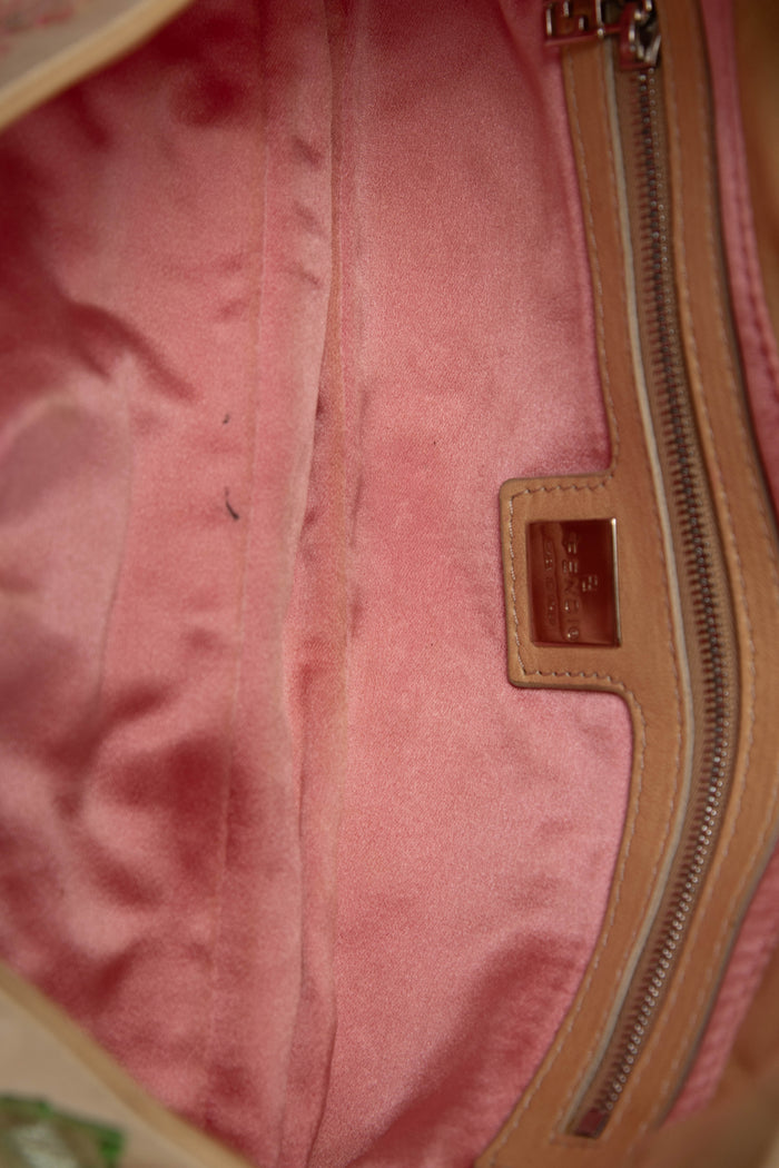 Vintage Fendi Lambskin Baguette with Mesh Flower Appliqué