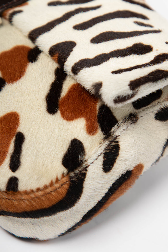 Vintage Fendi Leopard Pony Hair Baguette Shoulder Bag