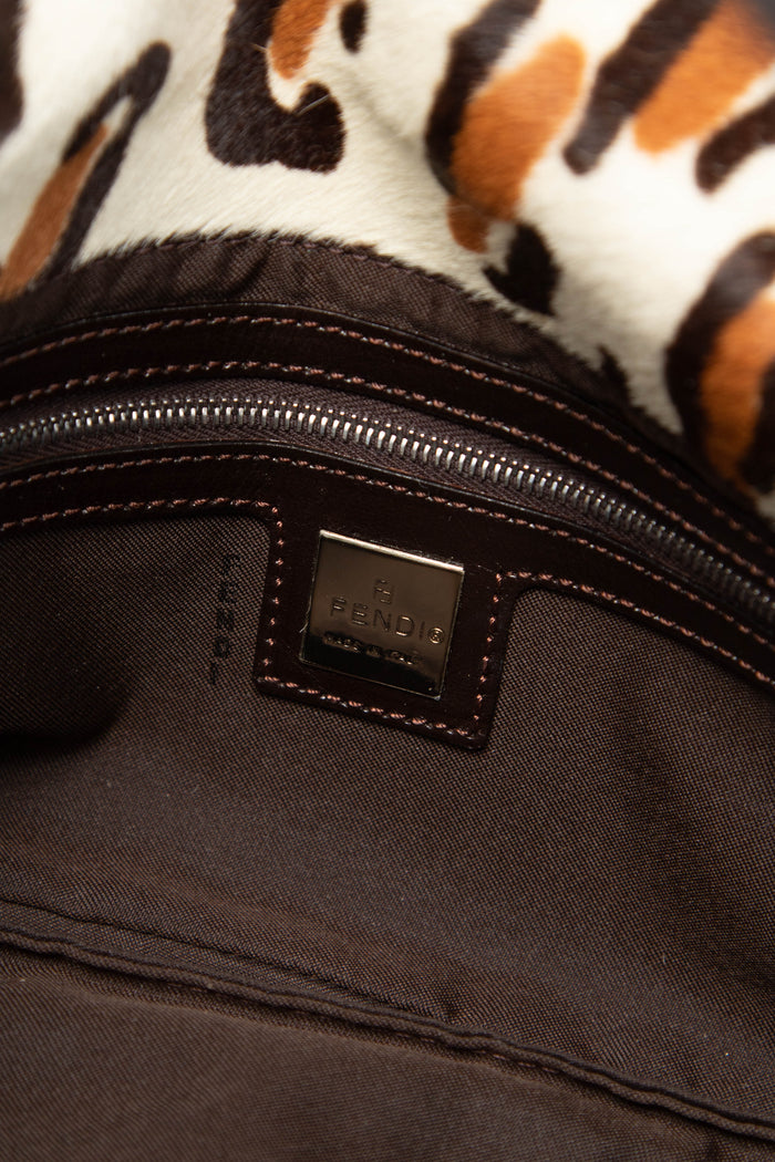 Vintage Fendi Leopard Pony Hair Baguette Shoulder Bag