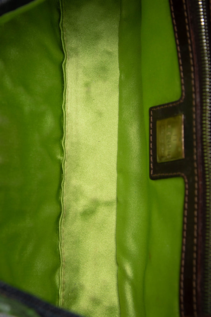 Vintage Fendi Denim Baguette with Mesh Flower Appliqué