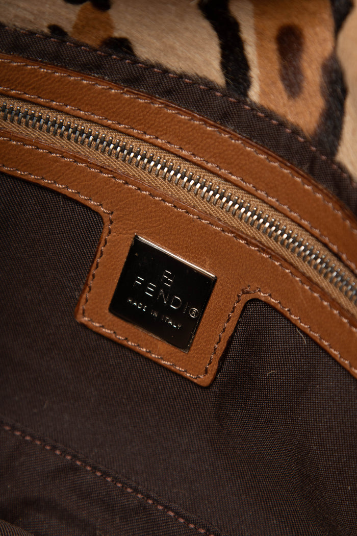 Vintage Fendi Leopard Pony Hair Baguette Shoulder Bag