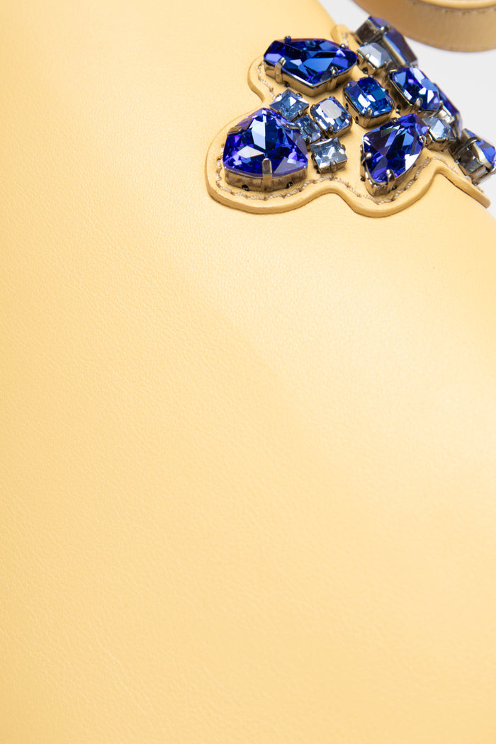 RARE Fendi Yellow Leather Jewelled Baguette Shoulder Bag