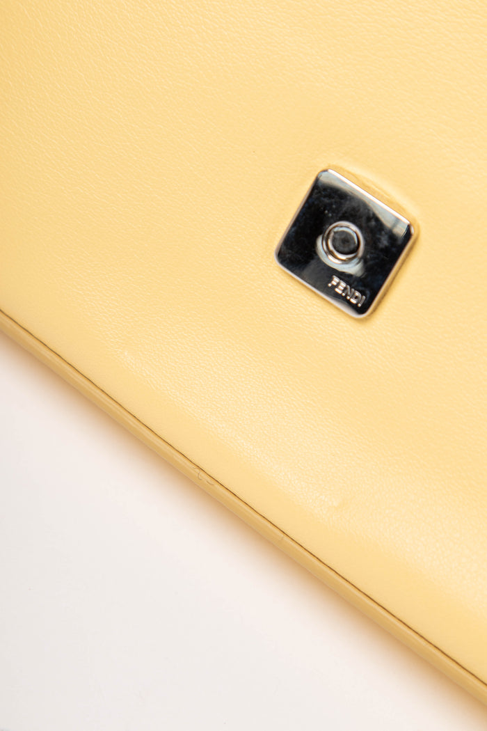 RARE Fendi Yellow Leather Jewelled Baguette Shoulder Bag
