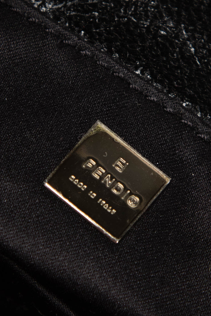 RARE Vintage Fendi Black Sequin Mini Croissant Top Handle Bag