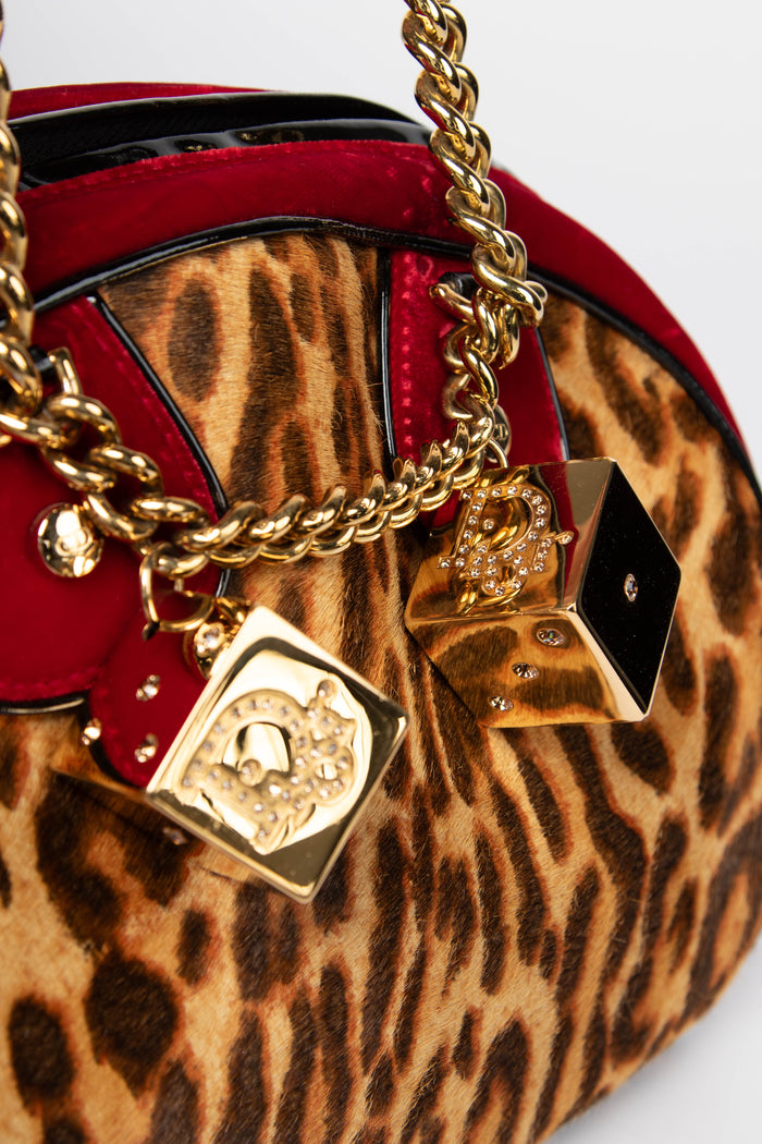 RARE 2000s Christian Dior Leopard Print Gambler Dice Bowling Bag