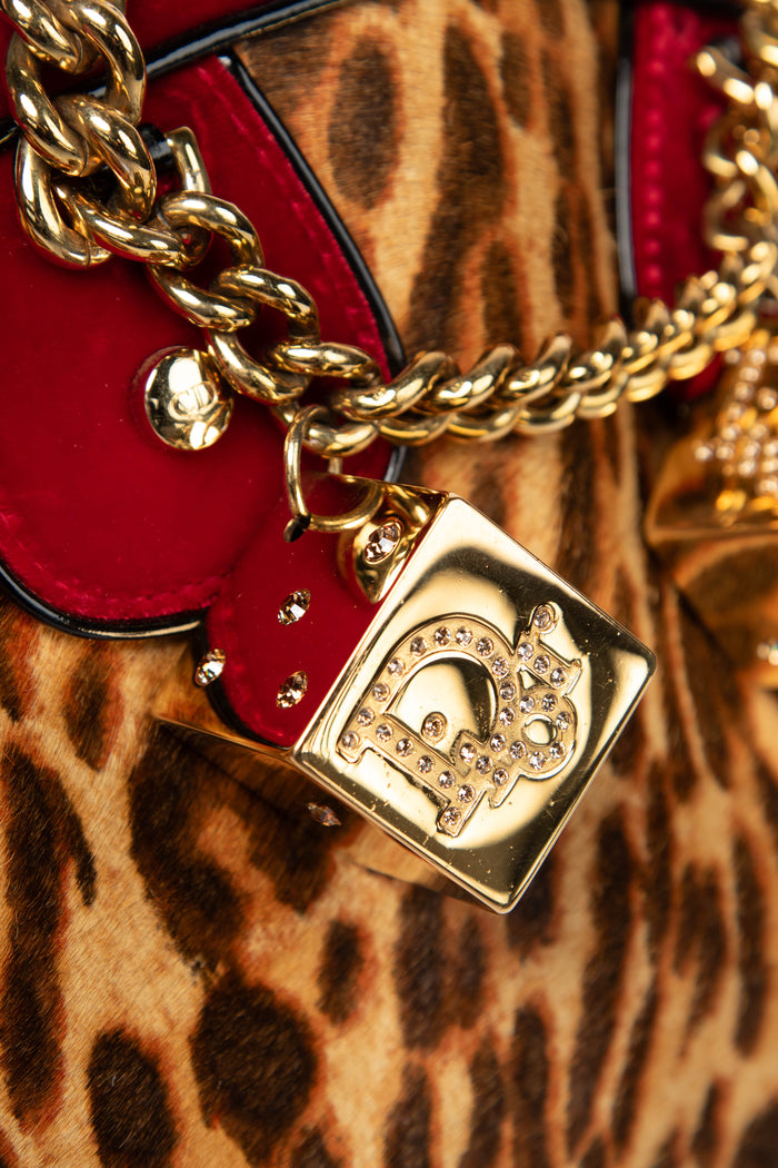 RARE 2000s Christian Dior Leopard Print Gambler Dice Bowling Bag