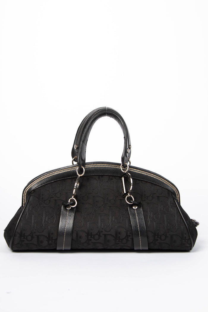 2000s Christian Dior Black Diorissimo Embroidered Detective Bag