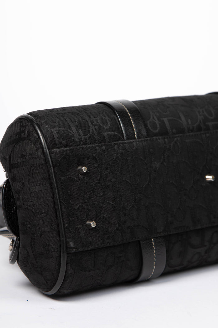 2000s Christian Dior Black Diorissimo Embroidered Detective Bag